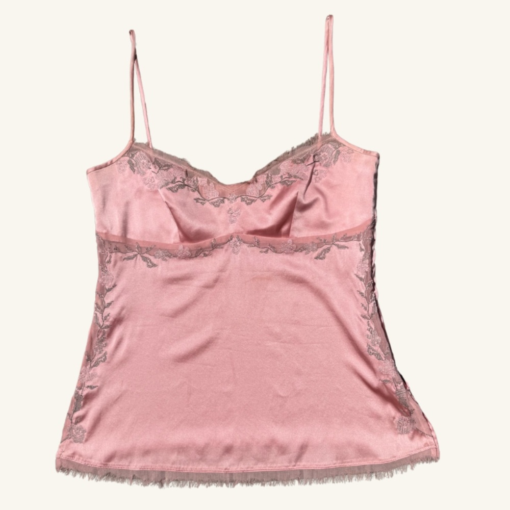 Elie Tahari Silk Camisole with Rose Embroidery